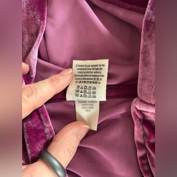 PINK Victorias Secret Medium Mauve Jacket Zip Up Hoodie Crop Velour Velvet Bling - Picture 8 of 8